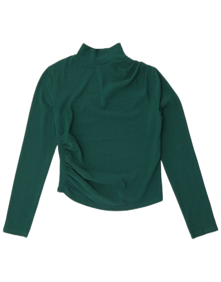 Zara Womens Crop Top Long Sleeve UK 12 Medium Green