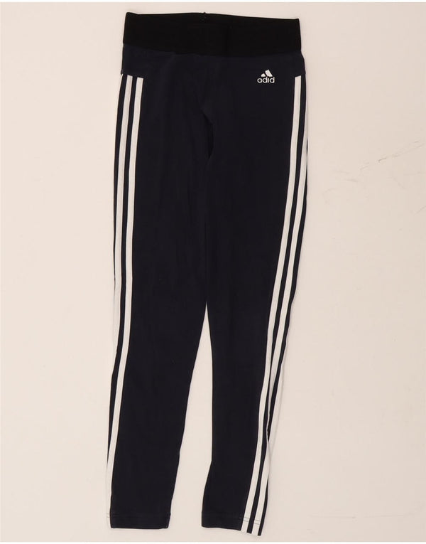 Adidas Leggings Femme UK 4/6 XS Bleu Marine Colorblock Coton