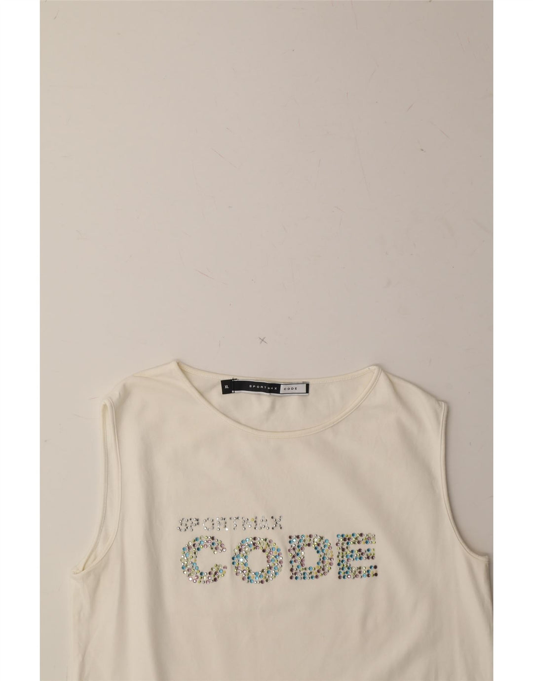 SPORTMAX Girls Code Graphic Vest Top 11-12 Years XL White Cotton Vintage Sportmax and Second-Hand Sportmax from Messina Hembry 