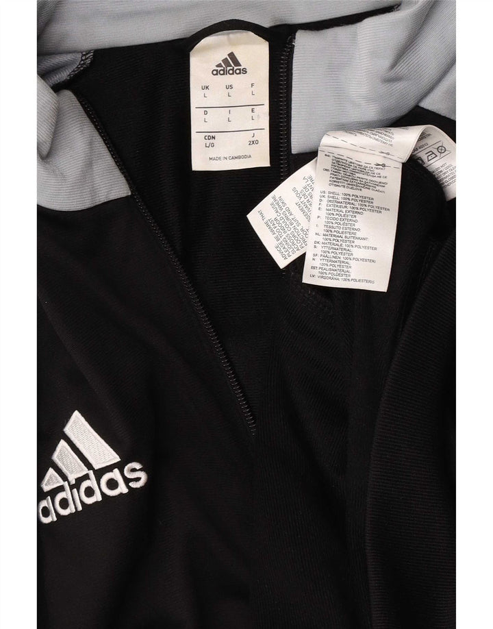 Adidas Mens Trening Top Jacket Large Black Colorblock Polyester