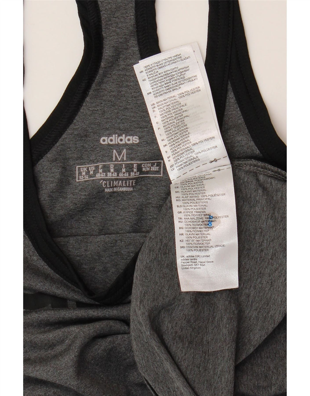 ADIDAS Damen Climalite Graphic Vest Top UK 12/14 Mittelgraues Polyester