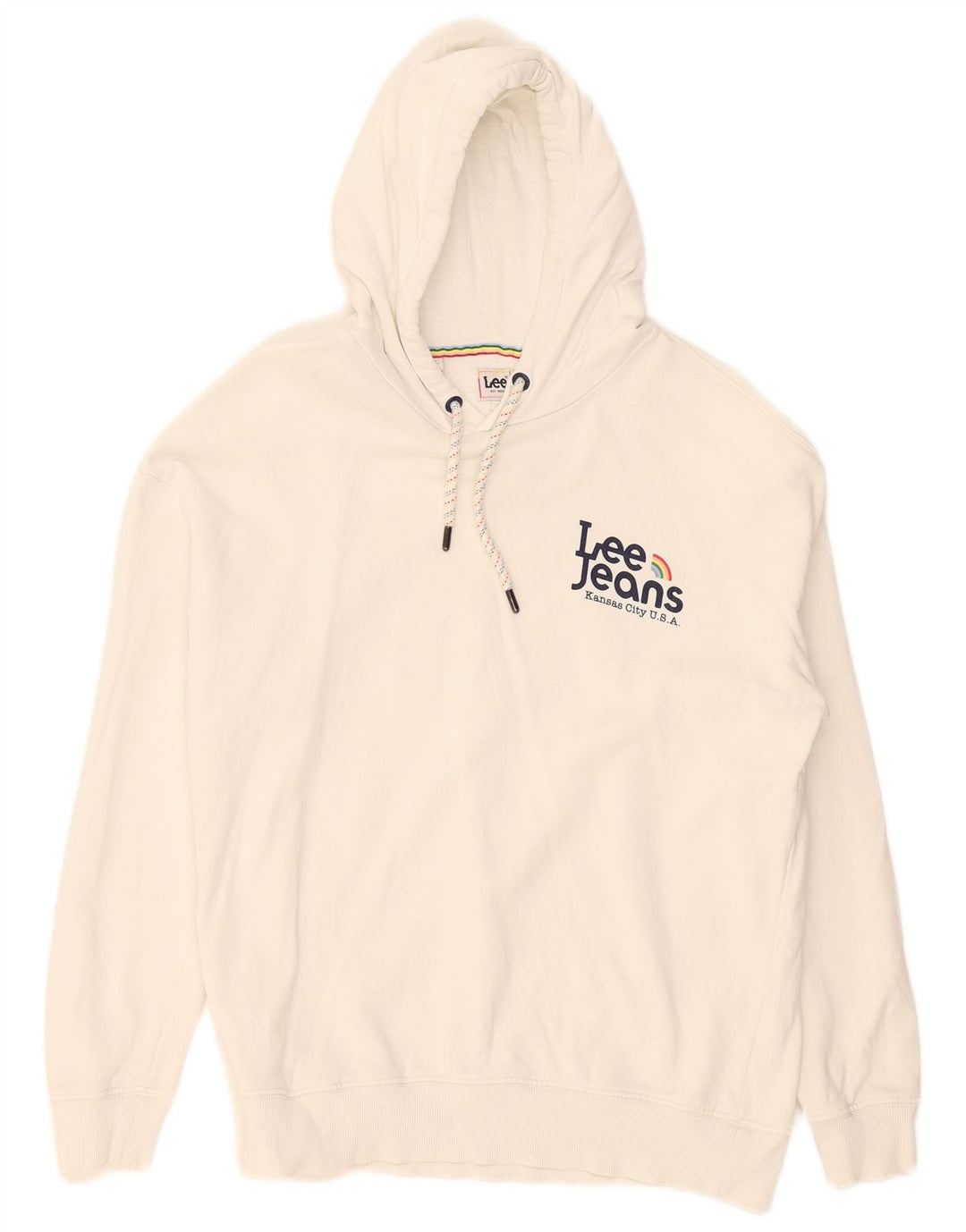 Maglione con cappuccio grafico da uomo Lee piccolo bianco