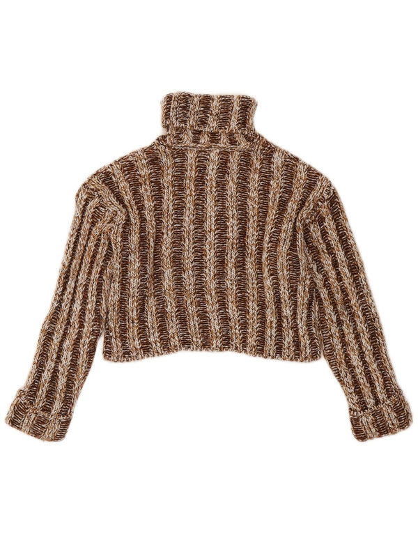 Zara Jersey Corto con Cuello Vuelto para Niñas 8-9 Años Marrón Acrílico A Rayas