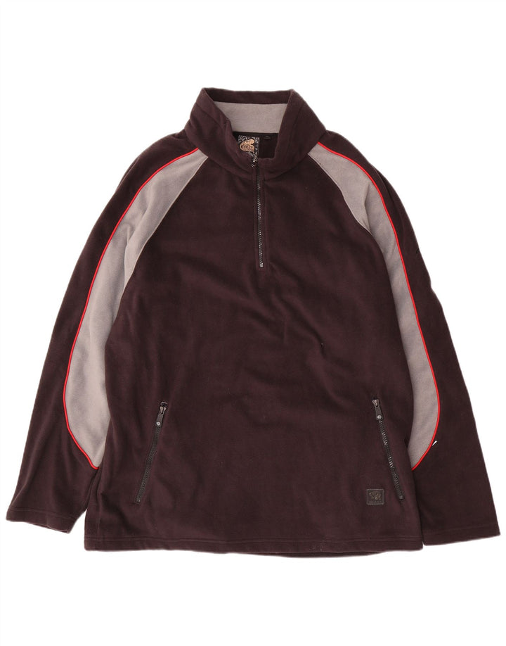 Maglione in pile da uomo con zip e collo IGUANA XL nero in poliestere color block