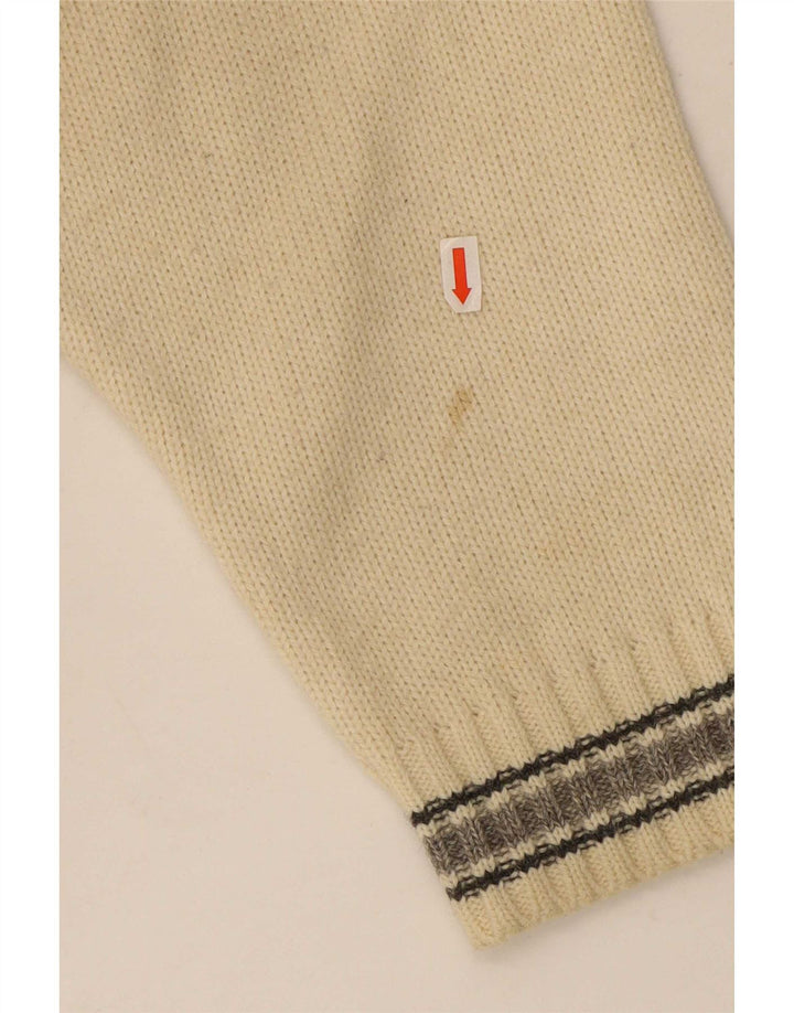 Tobia System Mens Crew Neck Jumper Sweater Medium Beige Geometric