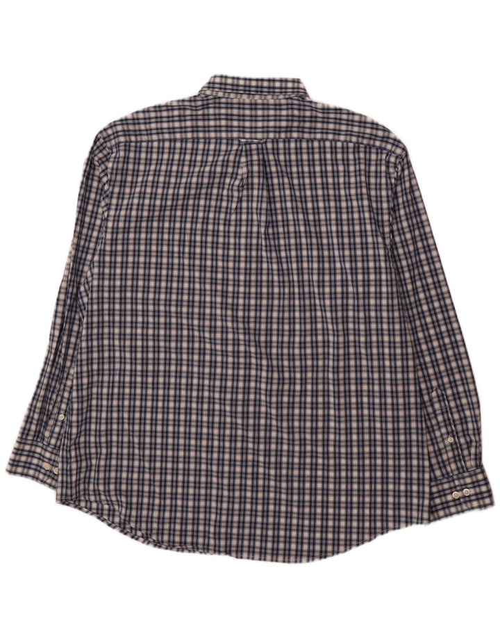 IZOD Mens Big & Tall Shirt 2XL Navy Blue Check Cotton