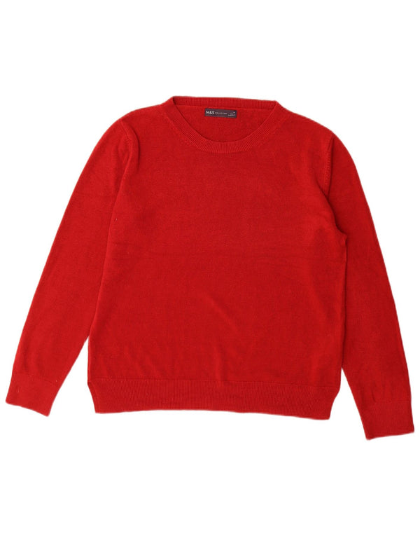 Marks & Spencer Dame Boat Neck Jumper Sweater UK 14 Large Red Acryl