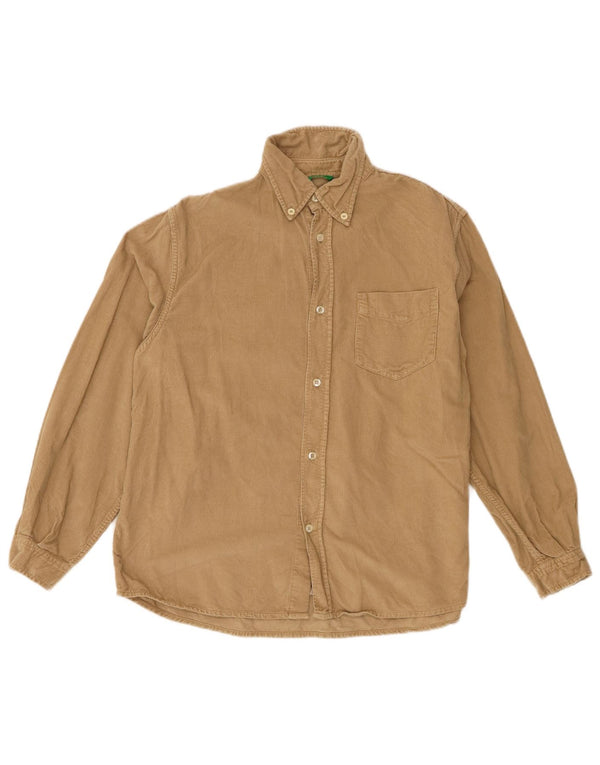 Camicia Benetton Bambino in Velluto a Coste 9-10 Anni Large in Cotone Beige