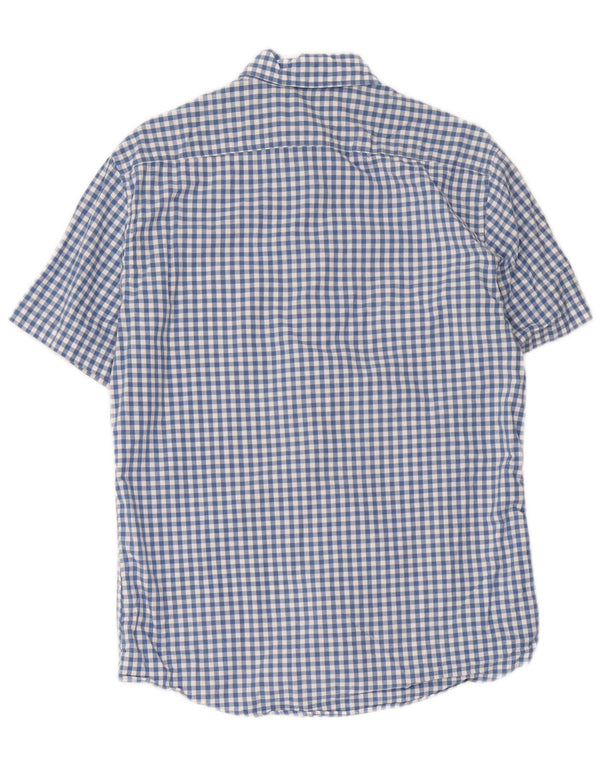 Esprit Mens Short Sleeve Regular Fit Shirt Medium Blue Gingham Cotton