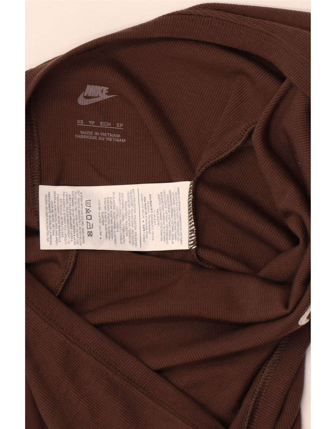 Nike Womens Crop T-Shirt Top UK 4 XS Brown Polyester