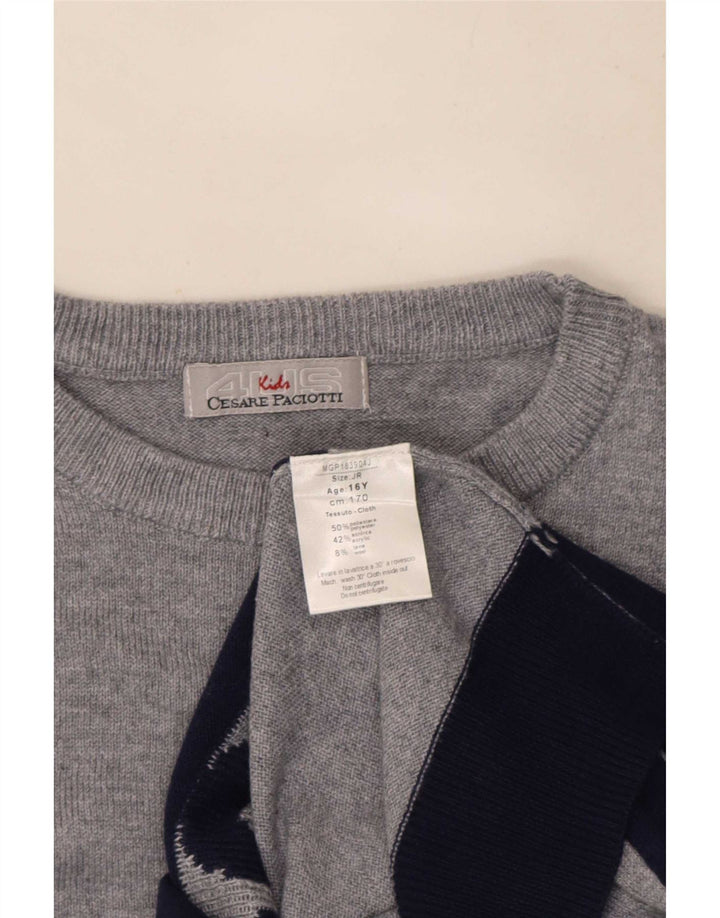 Cesare Paciotti 4US Boys Crew Neck Jumper Sweater 15-16 Years Grey