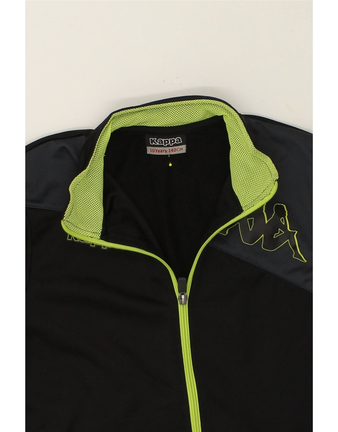 KAPPA Boys Graphic Tracksuit Top Jacket 9-10 Years Black Polyester Vintage Kappa and Second-Hand Kappa from Messina Hembry 