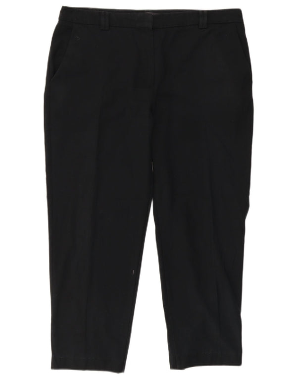Marks & Spencer Damen Gerade Chinohose UK 14 Large W36 L26 Schwarz