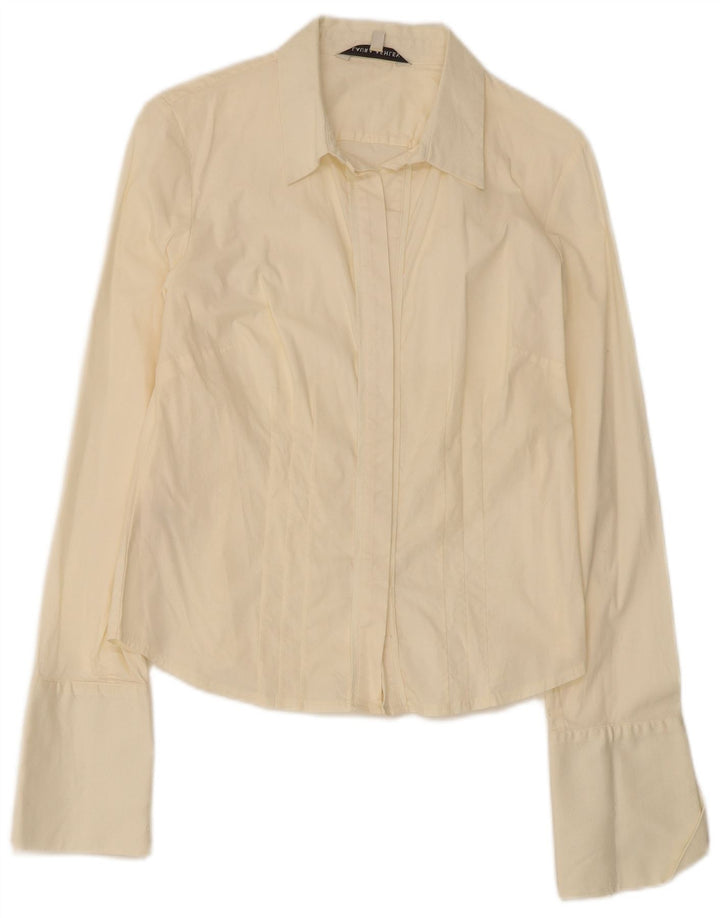 Laura Ashley Womens Formal Shirt UK 12 Medium Beige Cotton