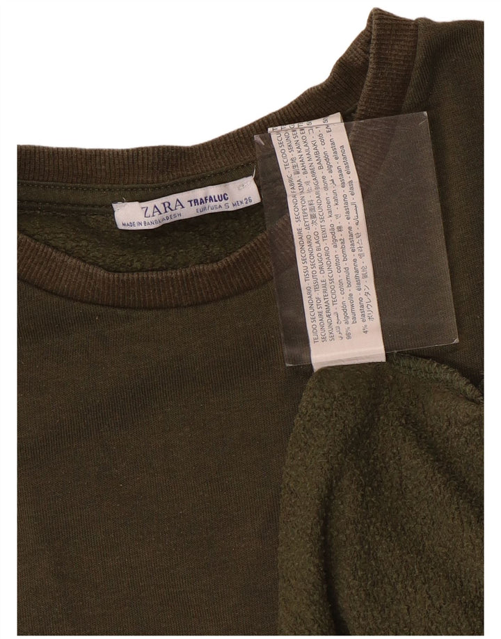 Zara Womens Oversized Sweatshirt Jumper UK 10 Small Khaki Cotton