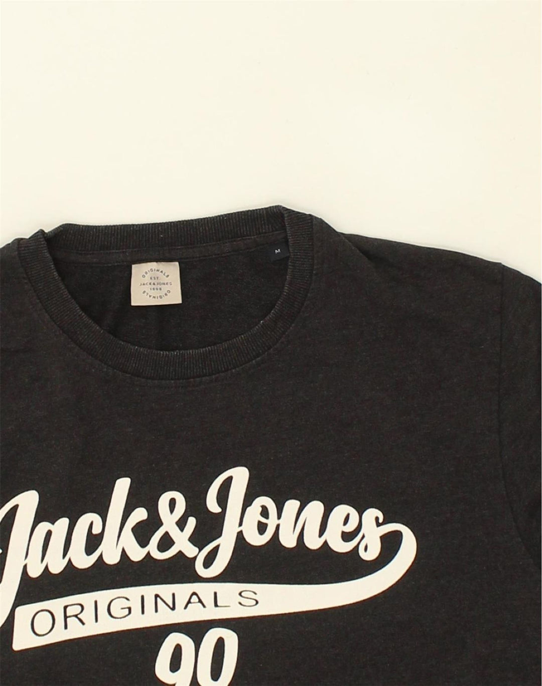 JACK & JONES Mens Graphic Sweatshirt Jumper Medium Black Cotton | Vintage Jack & Jones | Thrift | Second-Hand Jack & Jones | Used Clothing | Messina Hembry 