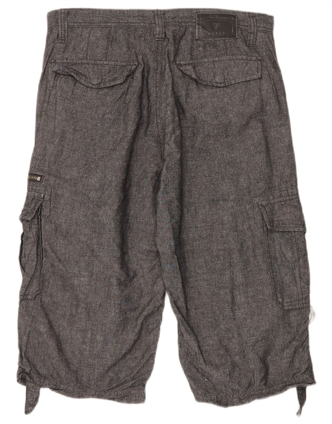Guess Mens Cargo Shorts W30 Medium Grey Linen
