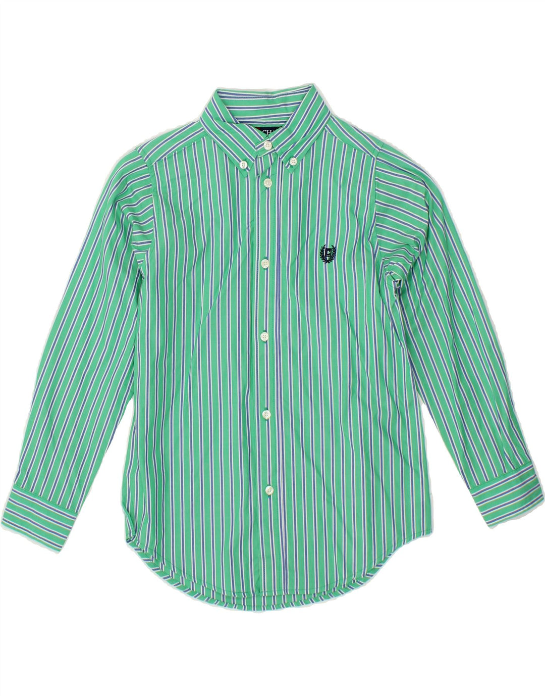 CHAPS Boys Shirt 6-7 Years Green Striped Cotton Vintage Chaps and Second-Hand Chaps from Messina Hembry 
