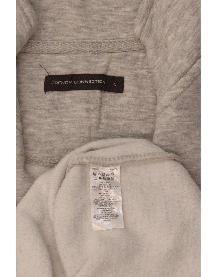 French Connection Mens Zip Neck Sweatshirt Jumper Large Grey Flecked Cotton
