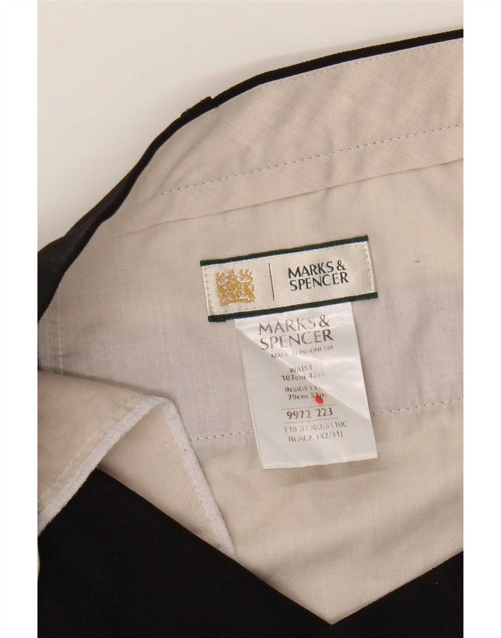 Marks & Spencer Mens Straight Suit Trousers W42 L31 Black Polyester
