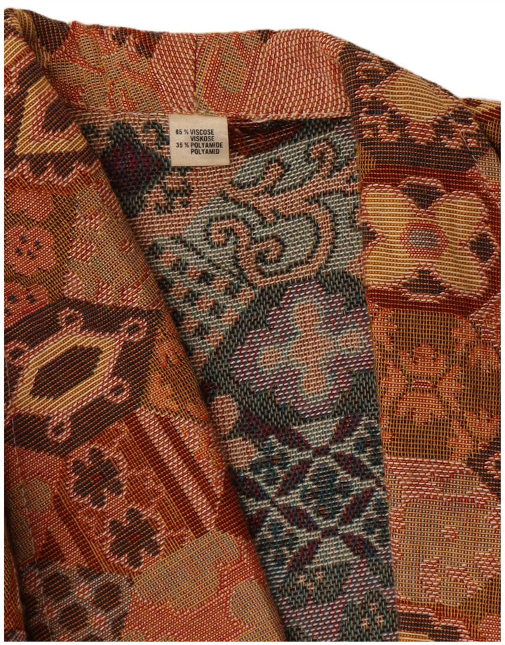 Vintage Womens Crop Blazer Jacket UK 14 Medium Brown Geometric