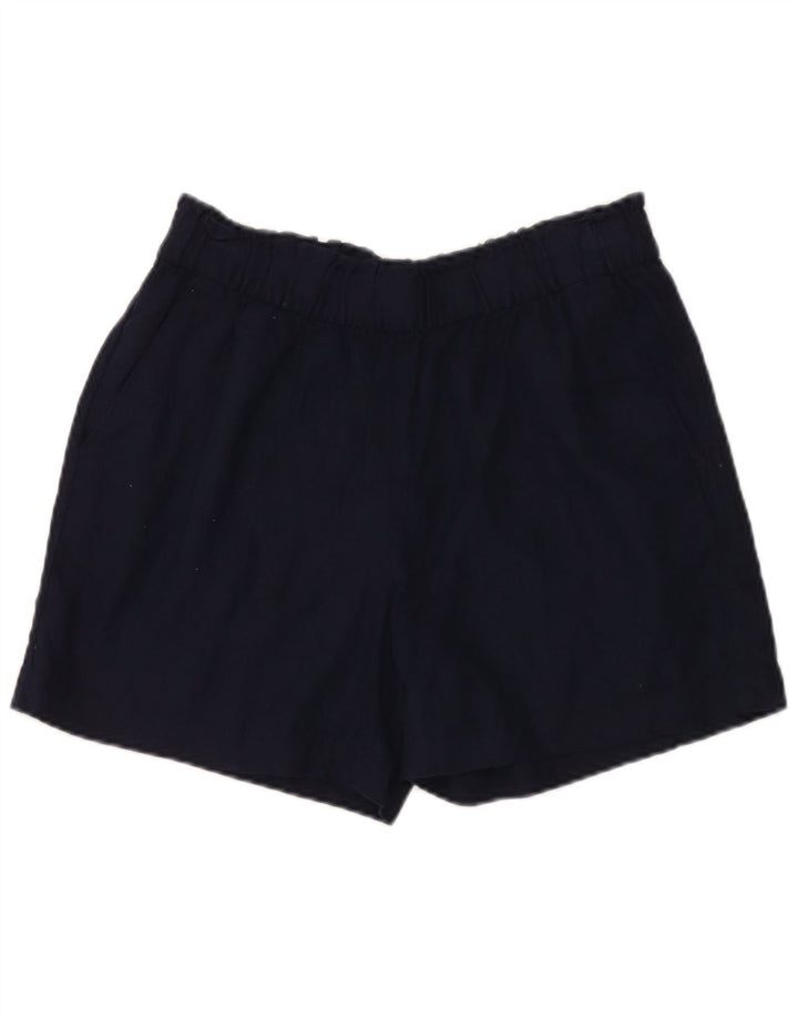 Marks & Spencer Womens Casual Shorts UK 12 Medium W32 Navy Blue Flax