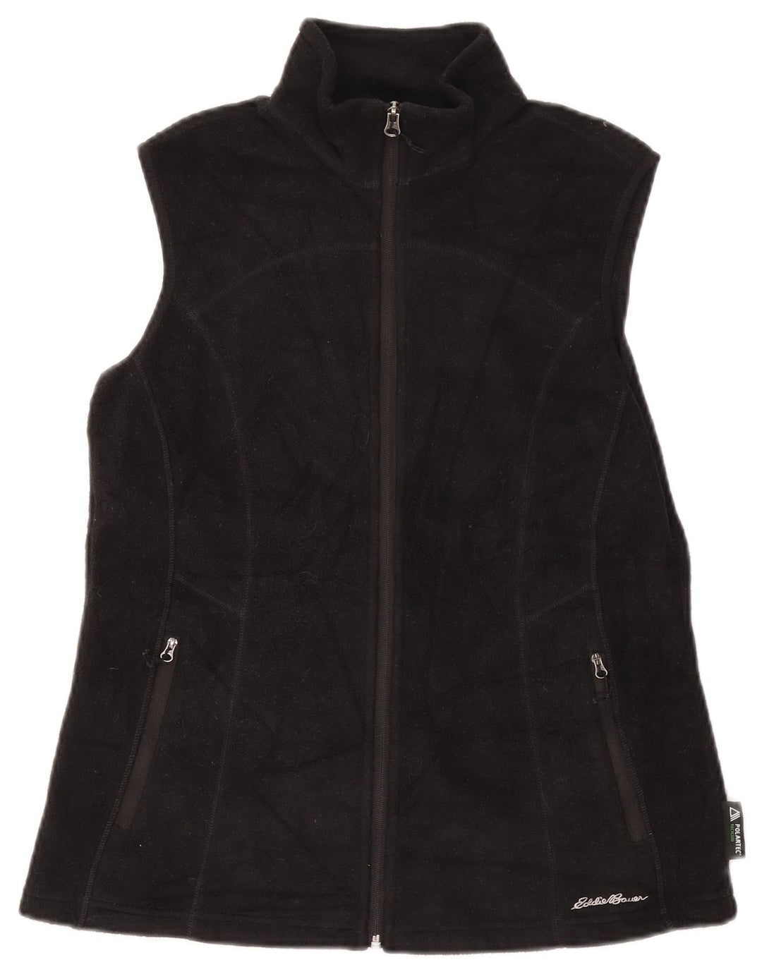 EDDIE BAUER Womens Fleece Gilet UK 12 Medium Black Polyester