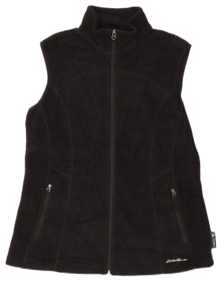 EDDIE BAUER Womens Fleece Gilet UK 12 Medium Black Polyester
