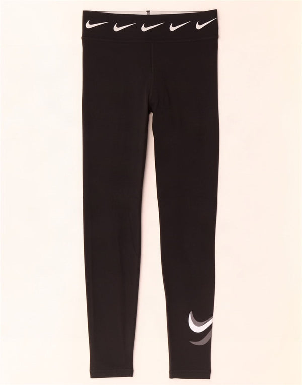 Nike Womens Graphic Leggings UK 4 XS Schwarz Baumwolle