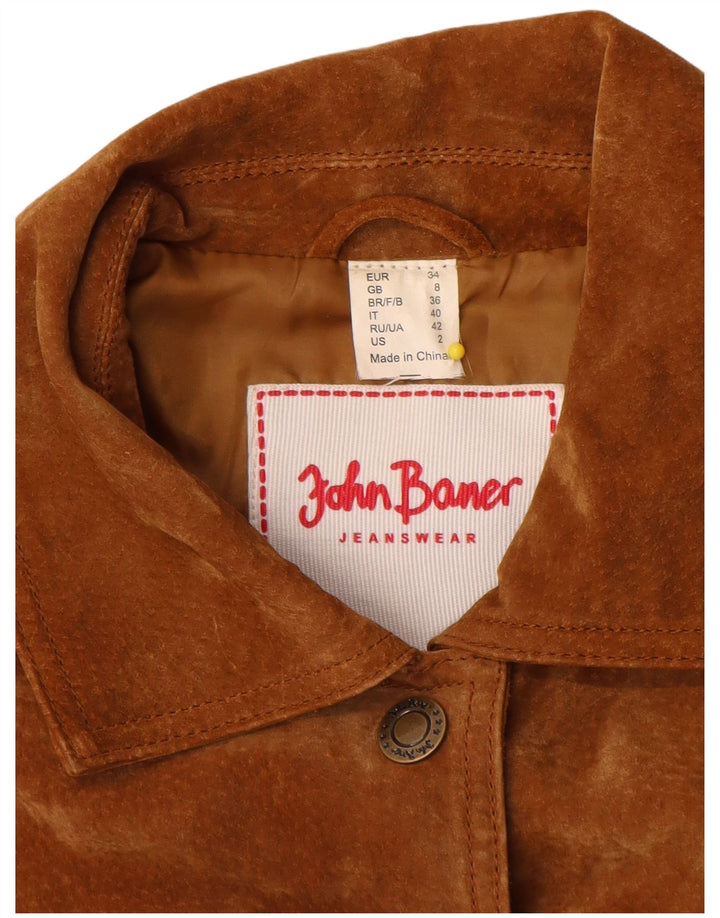 John Baner Womens Suede Jacket UK 8 Small  Brown Leather