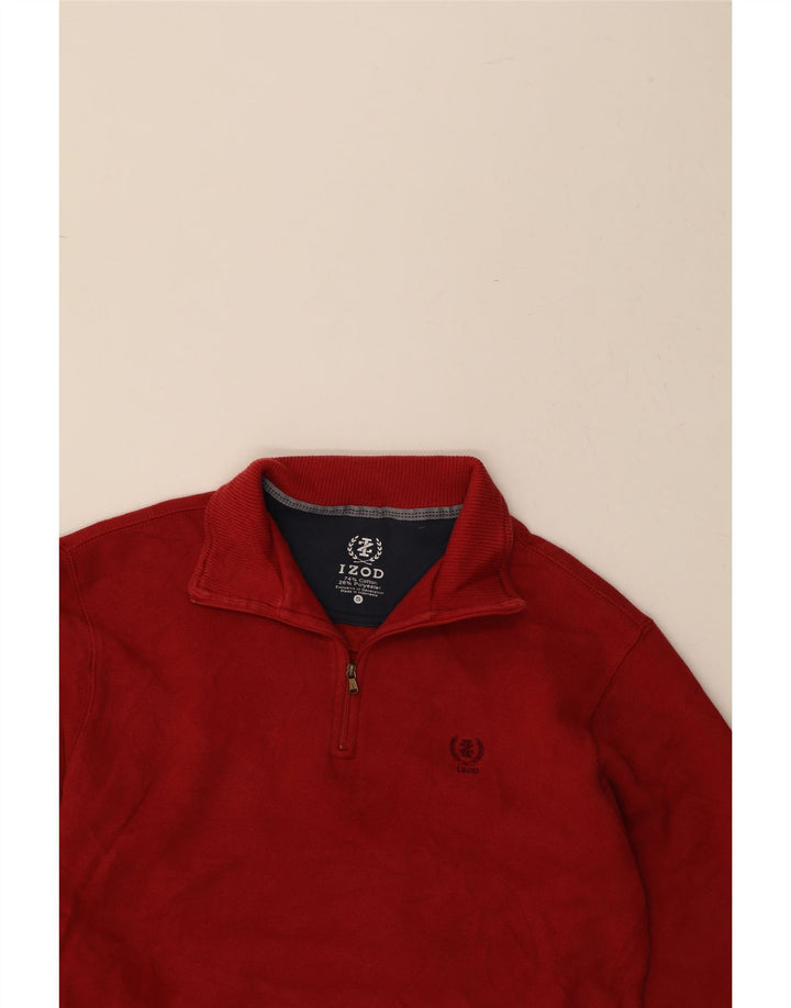 IZOD Mens Zip Neck Sweatshirt Jumper Small Red Cotton Vintage Izod and Second-Hand Izod from Messina Hembry 