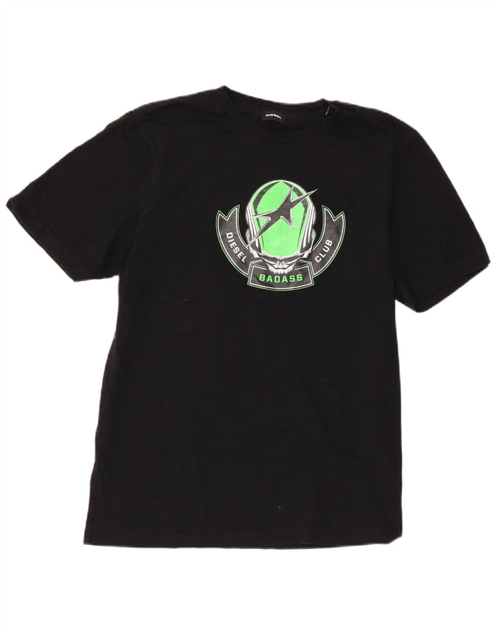 Diesel Mens Graphic T-Shirt Top Large Black Cotton