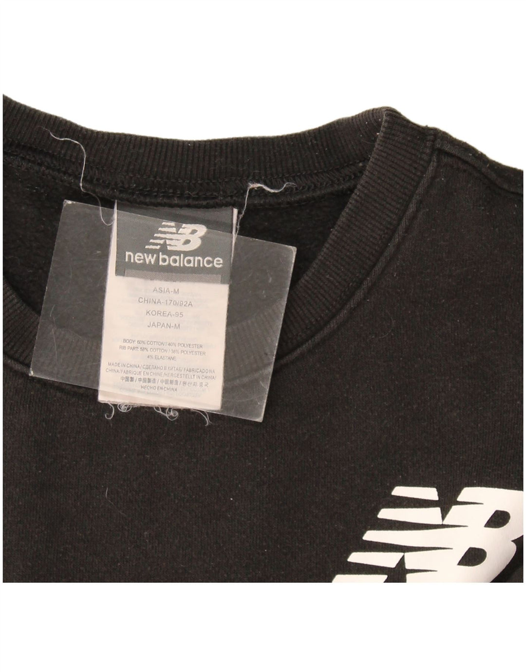 New Balance Mens Graphic Sweatshirt Jumper Small Black Cotton