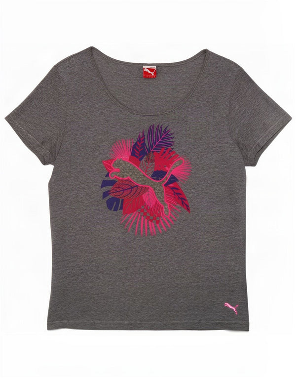 Puma Damen Graphic T-Shirt Top UK 12 Mittelgrau