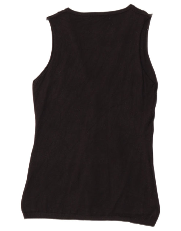 Zara Womens Sleeveless Cardigan Sweater UK 14 Medium Black Viscose