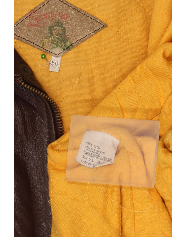 Giacca in pelle vintage da uomo IT 50 grande in pelle marrone