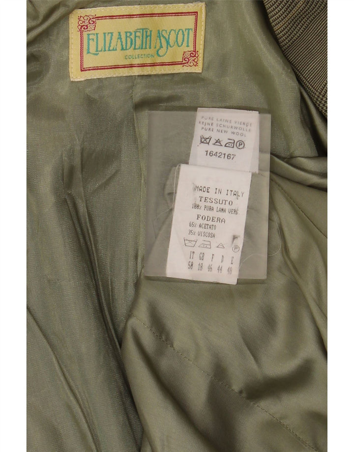 Damska marynarka zapinana na 3 guziki Elizabeth Ascot UK 18 XL, zielona pepitka