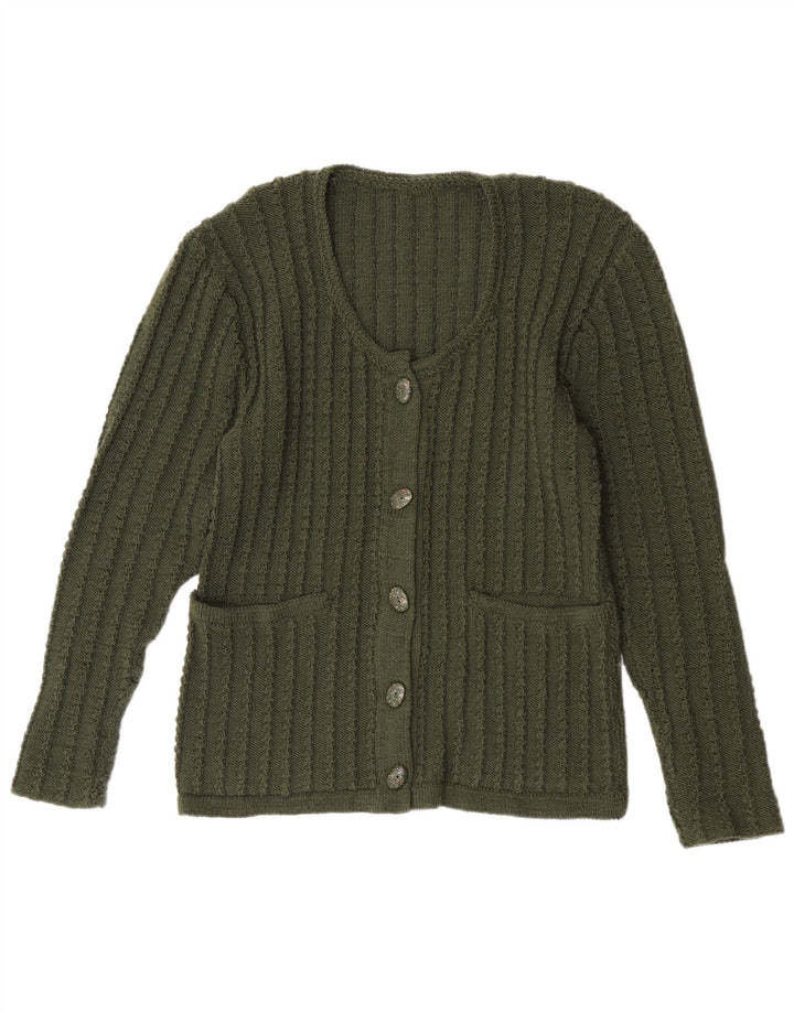 Vintage Womens Cardigan Sweater UK 14 Medium Green