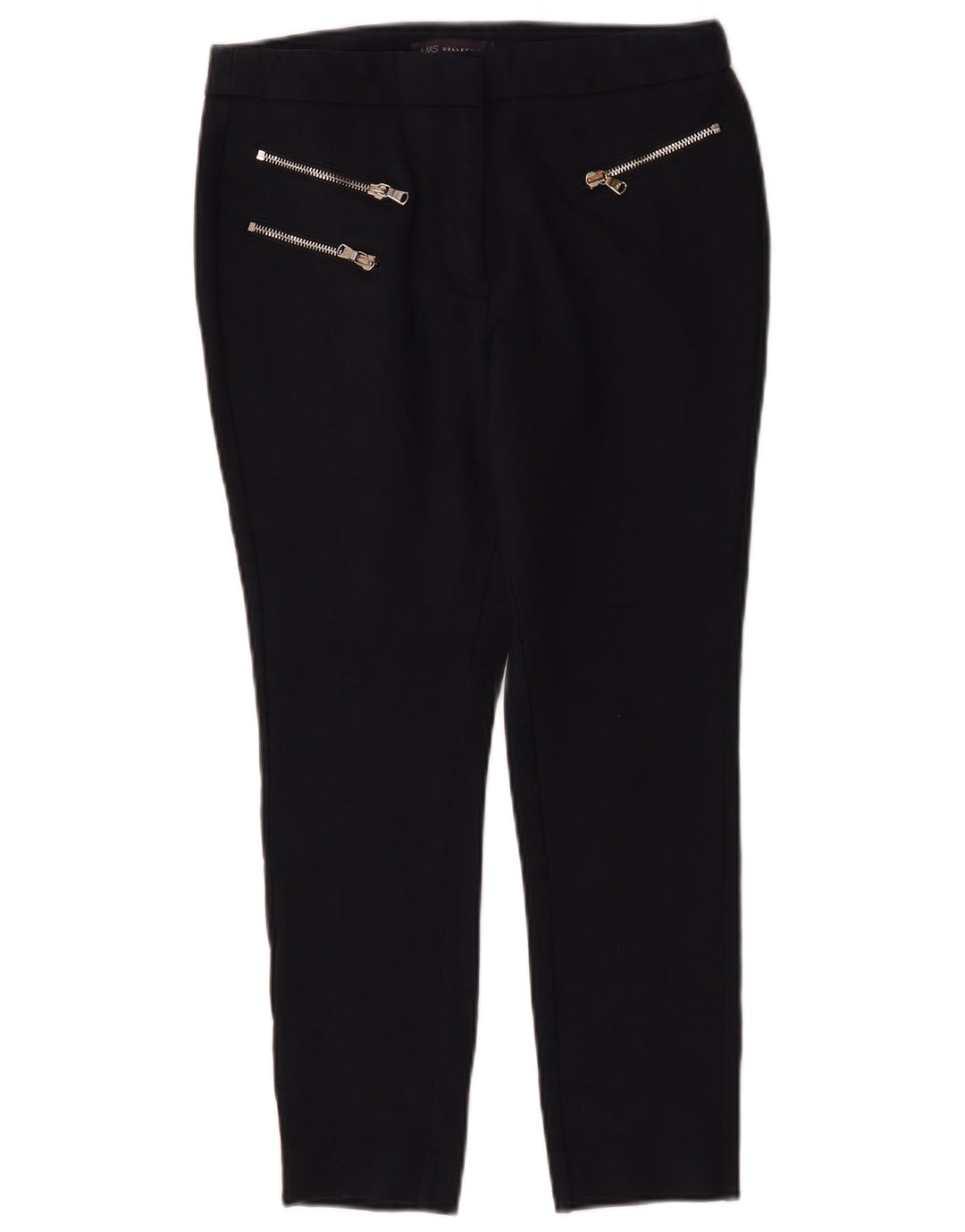 Marks & Spencer Womens Cropped Trousers UK 12 Medium W30 L25 Navy Blue