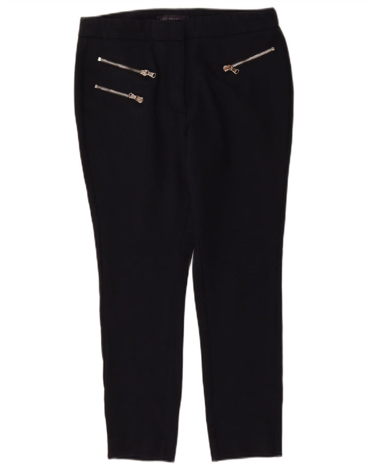 Marks & Spencer Womens Cropped Trousers UK 12 Medium W30 L25 Navy Blue