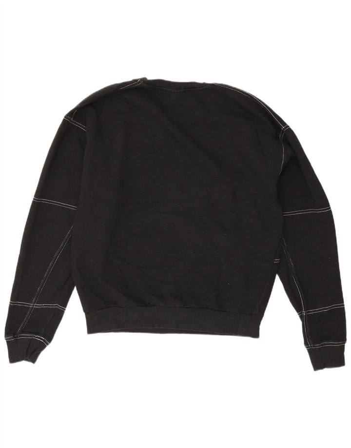 Topshop Womens Oversized Sweatshirt Jumper UK 8 Small Black Cotton