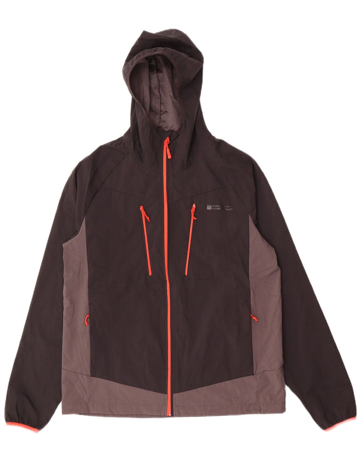 Mountain Warehouse Mens Hooded Rain Jacket UK 38 Medium Black Colourblock