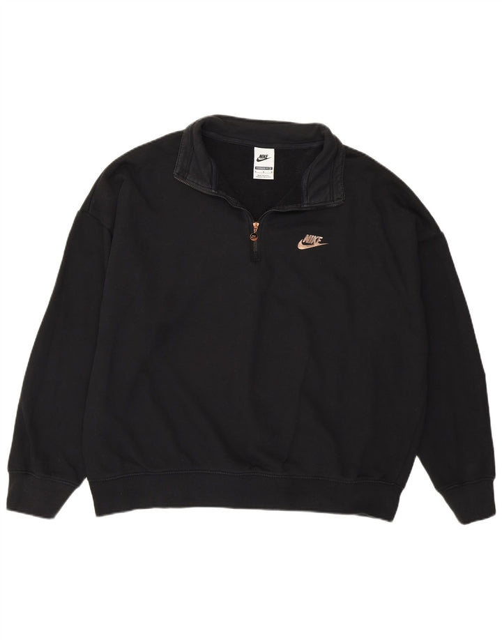 NIKE Dame Oversized grafisk sweatshirt Jumper UK 14 Medium Sort
