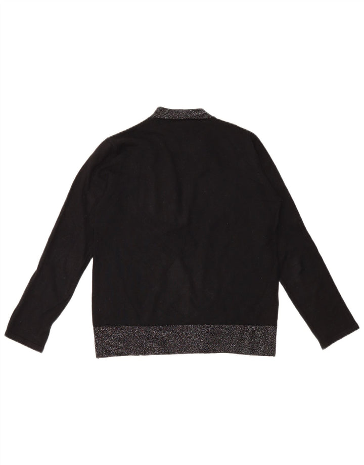 ALVIERO MARTINI Womens Graphic Crew Neck Jumper Sweater IT 40 Small Black