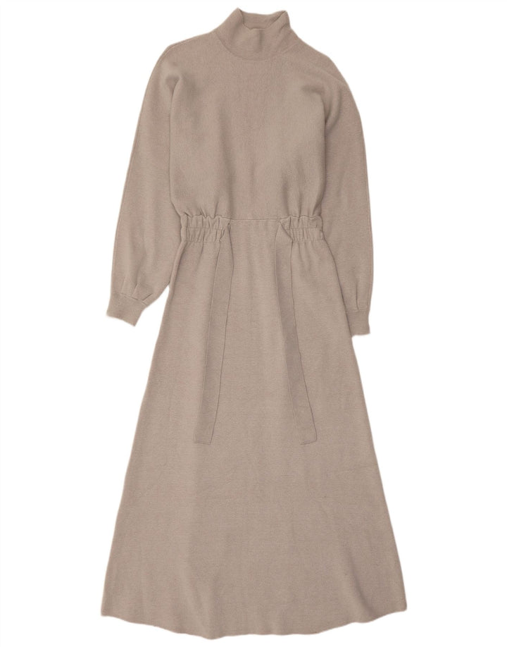 Zara Womens Maxi Long Sleeve Maxi Dress UK 12 Medium Grey Viscose