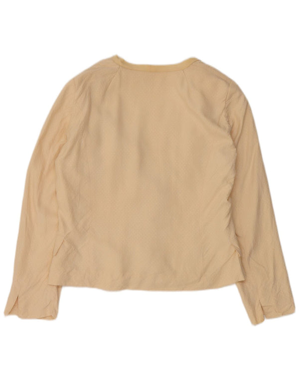 Vintage Damen 3-Knopf-Blazerjacke UK 14 Mittelbeige Seide