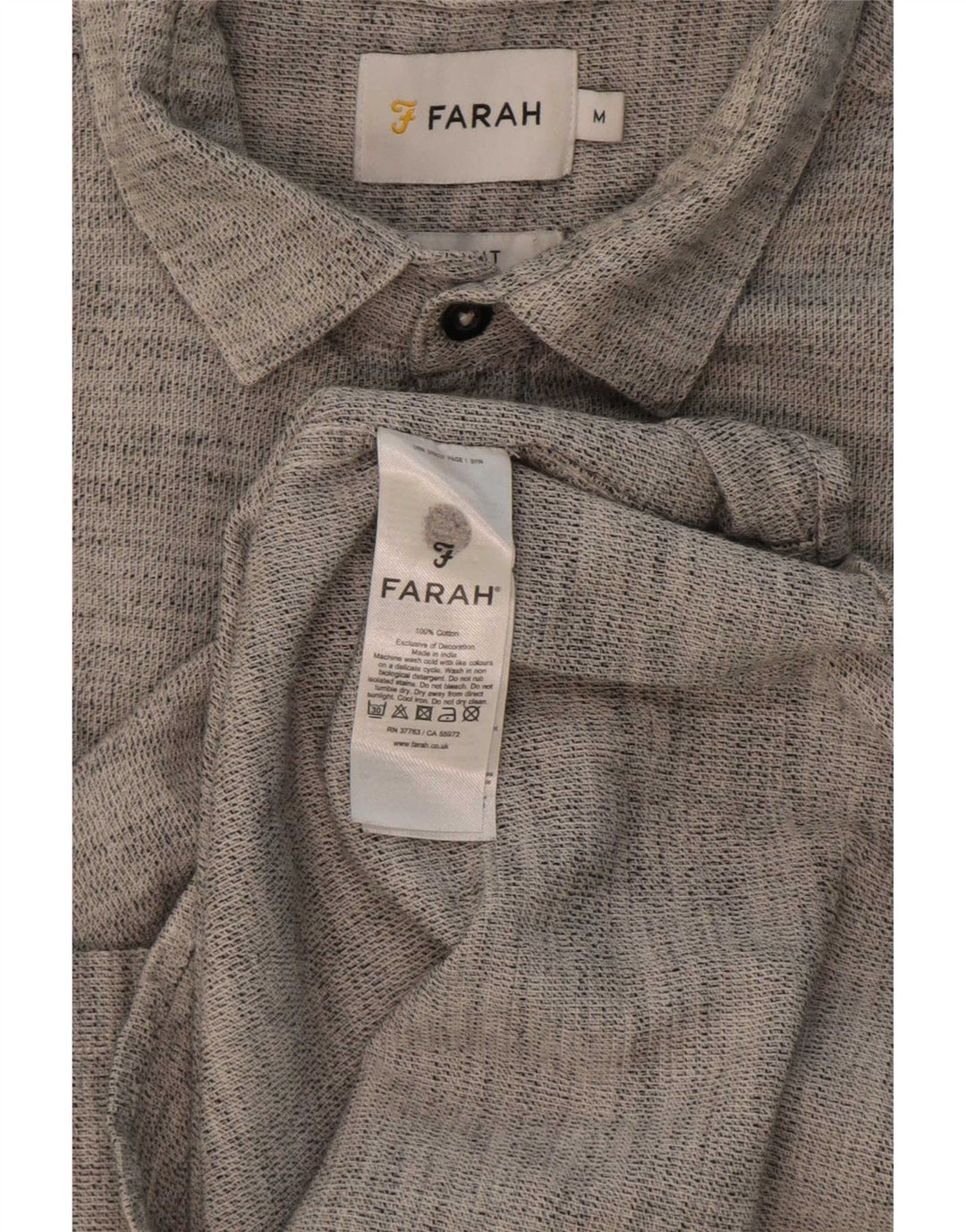 Farah Mens Shirt Medium Grey Flecked Cotton
