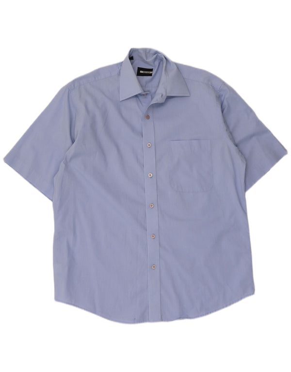 Pierre Cardin Chemise à manches courtes pour homme Taille 39 15 1/2 Coton bleu moyen