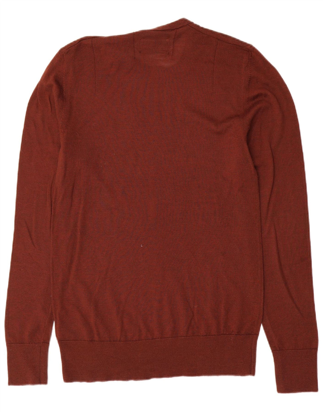All Saints Mens Crew Neck Jumper Sweater Small Brown Merino Wool