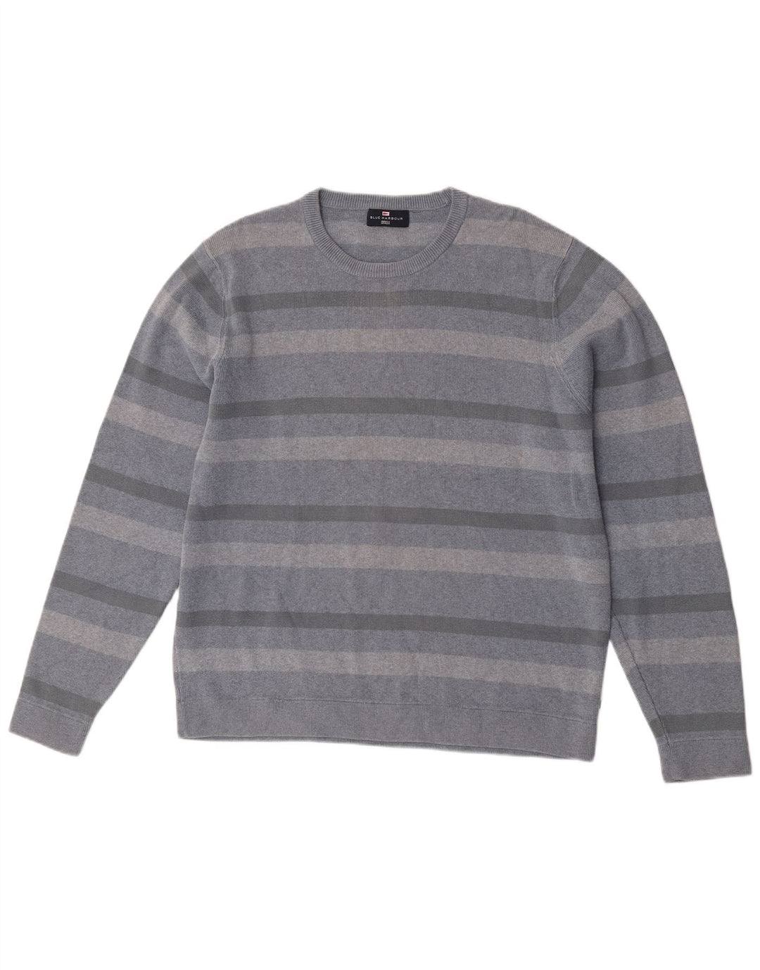 Marks & Spencer Herre sweater med rund hals, stor blå stribet bomuld